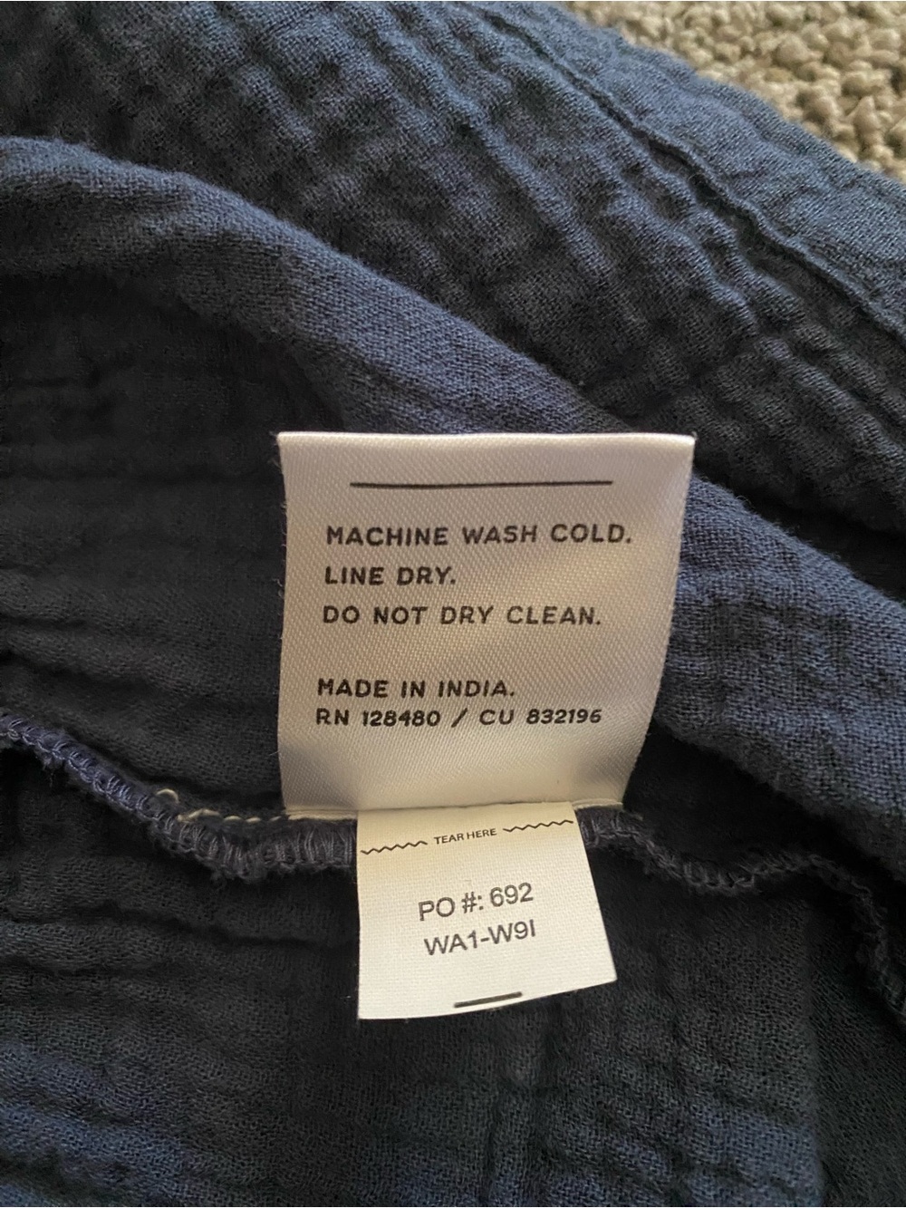 Pact Organic Cotton Coastal Double Gauze Breezy Dress French Navy size L - Picture 12 of 14